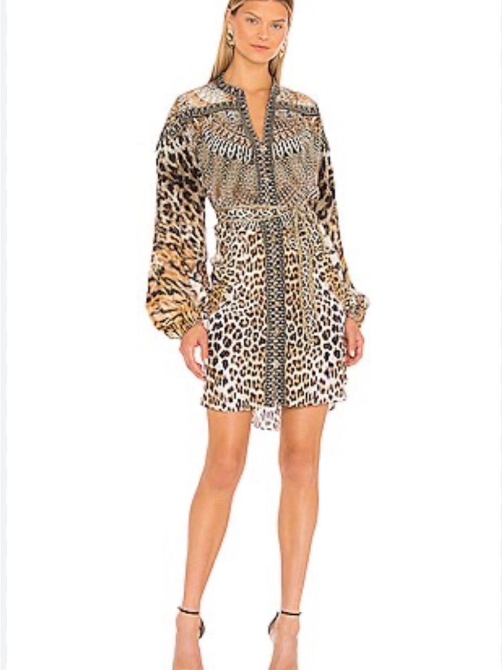Camilla Leopard & Ornate Print Top in Black, Cream, Brown